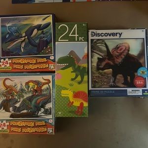 💟🧩 4 prehistoric animal/dinosaur pack. 3/24, 1/50 pieces. Complete.